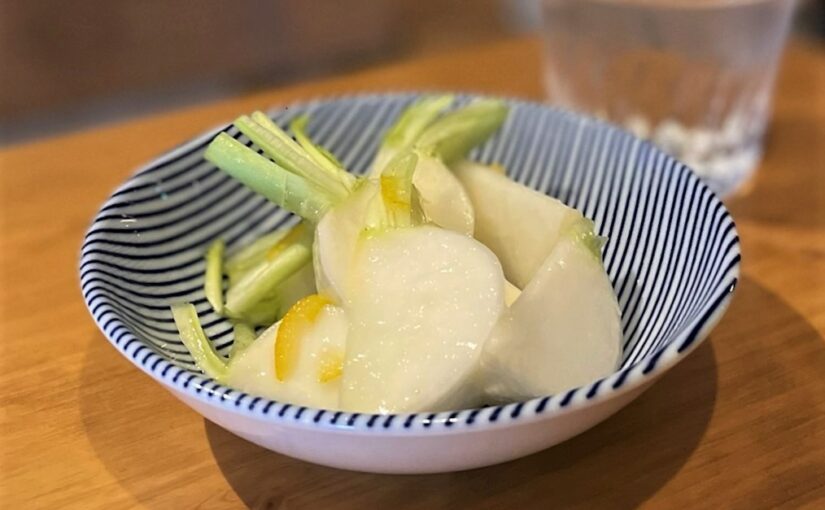 プロント「暑い日にこそ食べていただきたい☀
刻んだ柚子と塩麹であえた「かぶの浅漬け」。
みずみずしいかぶをあっ【22/08/03】